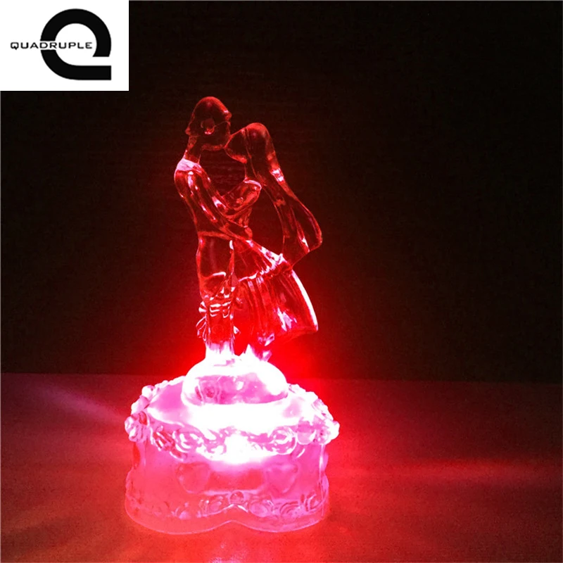 Quadruple 1 Pcs Acrylic couple colorful led night light Romantic creative couple giftin LED