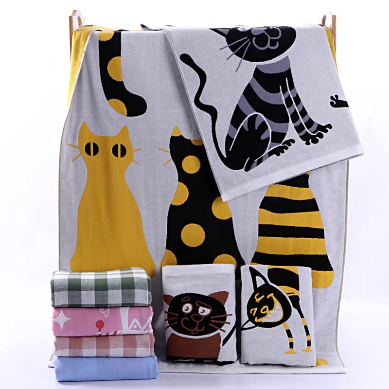 

New2017 cute pattern 100% cotton bath towel soft baby adult towel beach 140x70cm good quality cartoon towel double-layer pattern