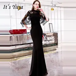 It's Yiya вечернее платье 2018 кружевное лоскутное с круглым вырезом черное платье длиной до пола с молнией сзади Вечерние платья LX1297 robe de soiree