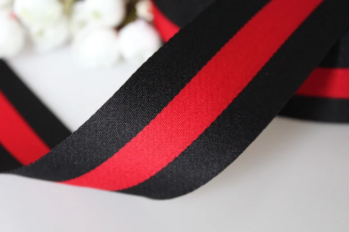

5-10yards/lots Woven Jacquard Ribbon width 1cm-5cm black and red stripe pattern LS-7445