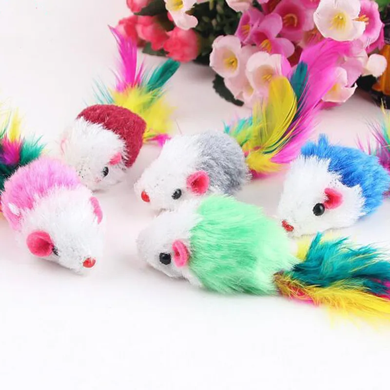 YVYOO 10Pcs/lot Soft Fleece False Mouse Cat Toys Colorful Feather Funny Playing Toys For Cats Kitten D12 YVYOO 10Pcs/lot Soft Fleece False Mouse Cat Toys Colorful Feather Funny Playing Toys For Cats Kitten D12