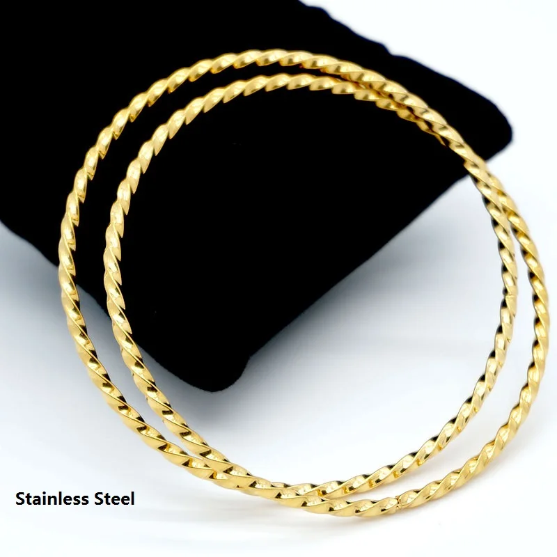 

Fashions double twist stainless steel bangle for women Russian gold bangle 2019