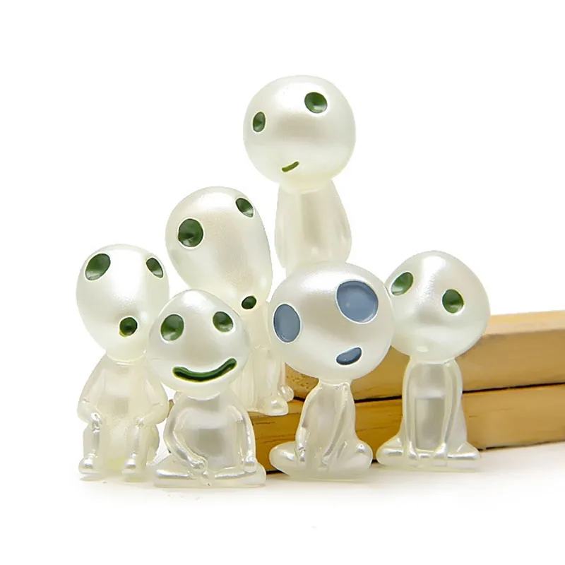 6Pcs set Anime Princess Mononoke luminous tree elves Spirit Kodama gardening potted decoration accessories or Doll