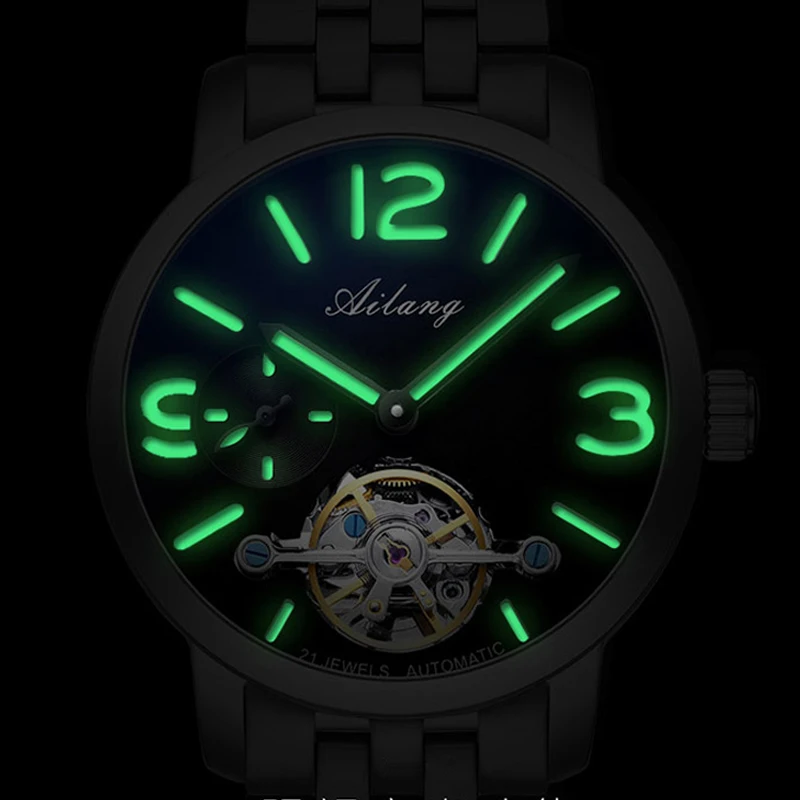 AILANG original watch top luxury men's automatic mechanical watch hollow gear sports waterproof watch leather business men's