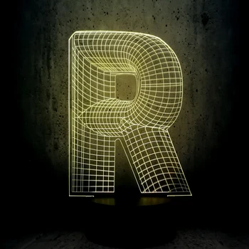 

Novelty 3D lighting alphabet letter R 7 color changing Desk Table Led night light USB Touch bar home decoration Kid Baby Gift