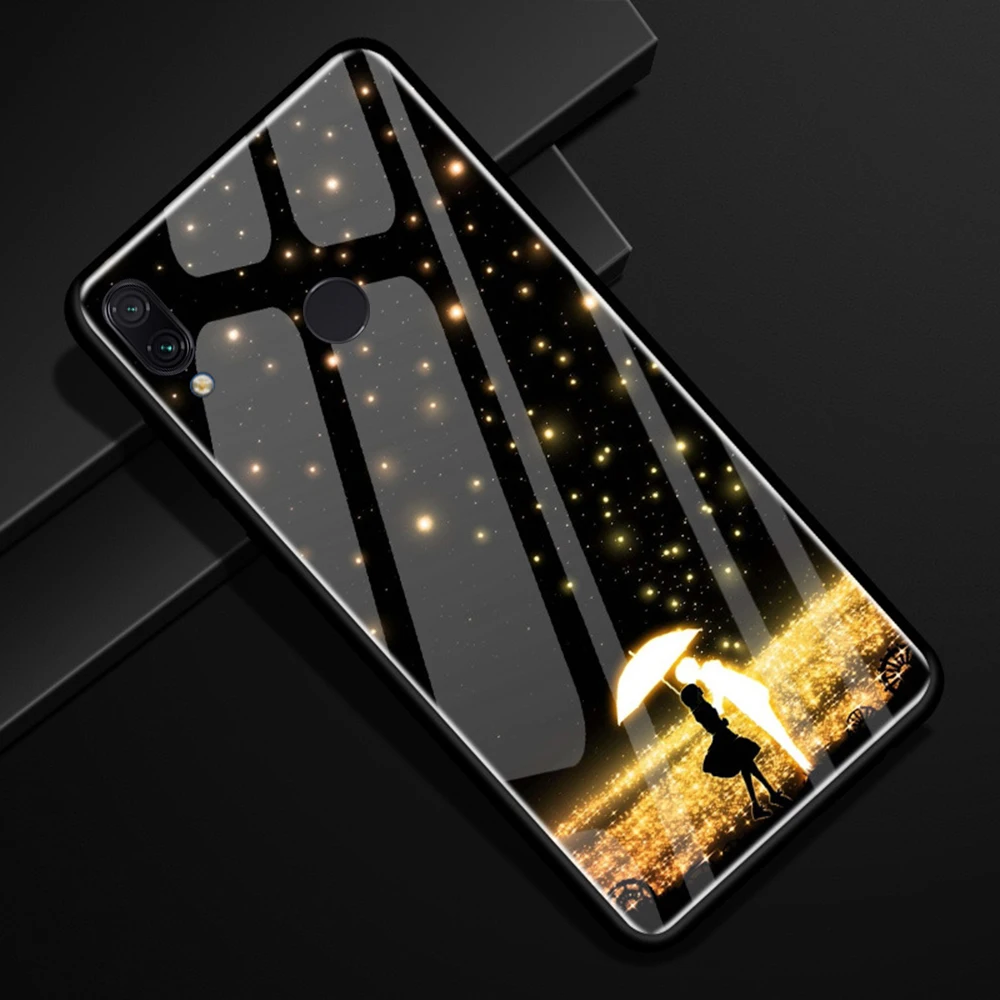 Для Xiaomi Redmi Note 7 Чехол из закаленного стекла Роскошная Броня ударопрочный ТПУ Край задняя крышка для Redmi Note 7 Pro Чехол стеклянный чехол s - Цвет: 4