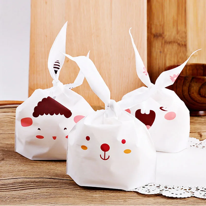 

FANLUS 50pcs Environmental protection baking food bag biscuit snack candy rabbit ear gift bag