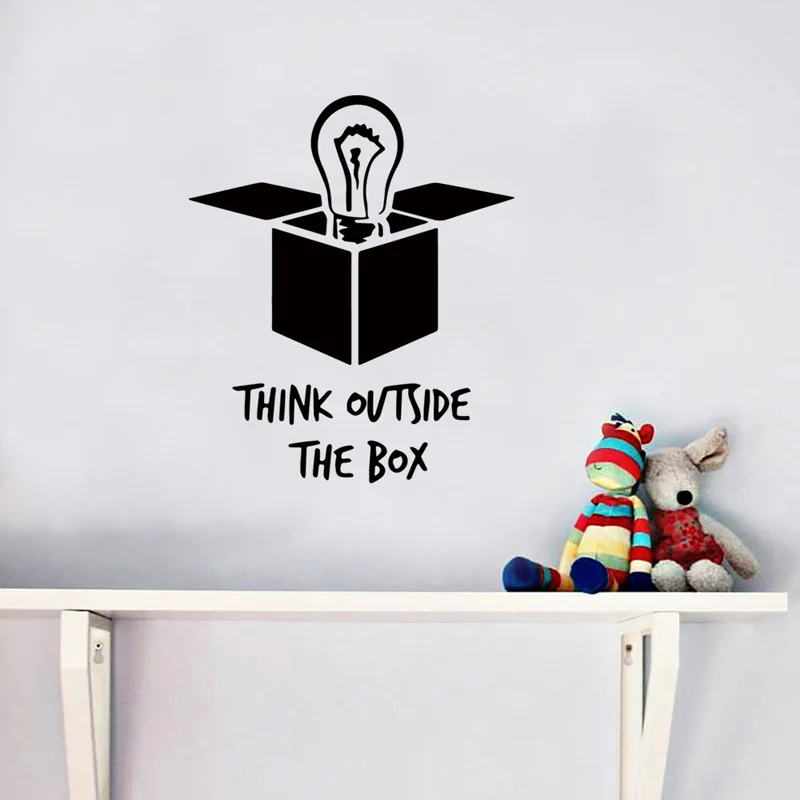 

THINK OUTSIDE THE BOX Creative Wall Sticker for kids rooms background home decoration English admonition stickers wallpaper