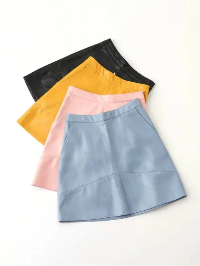 Yuuyiwa трапециевидная мини-юбка выше колена из искусственной кожи, Женская юбка из искусственной кожи