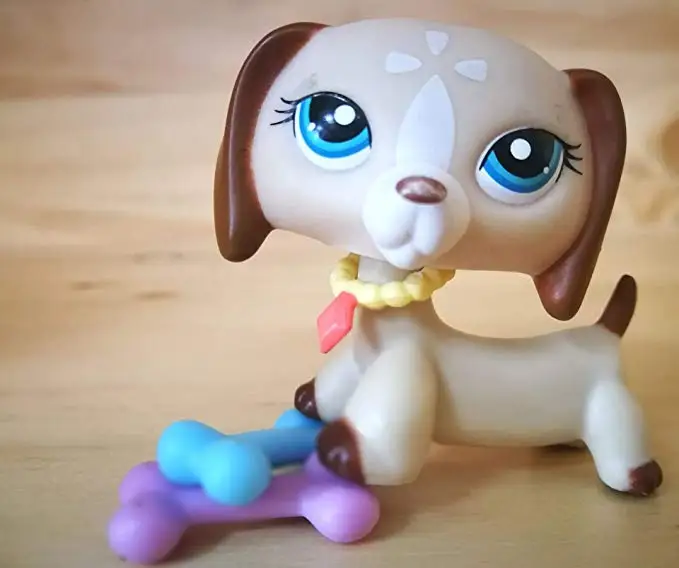

Pet Shop Dachshund 1491 Light Brown Dog Puppy Cartoon Figures with Accessories Kids Boys Girls Collection Gift (# 1491)