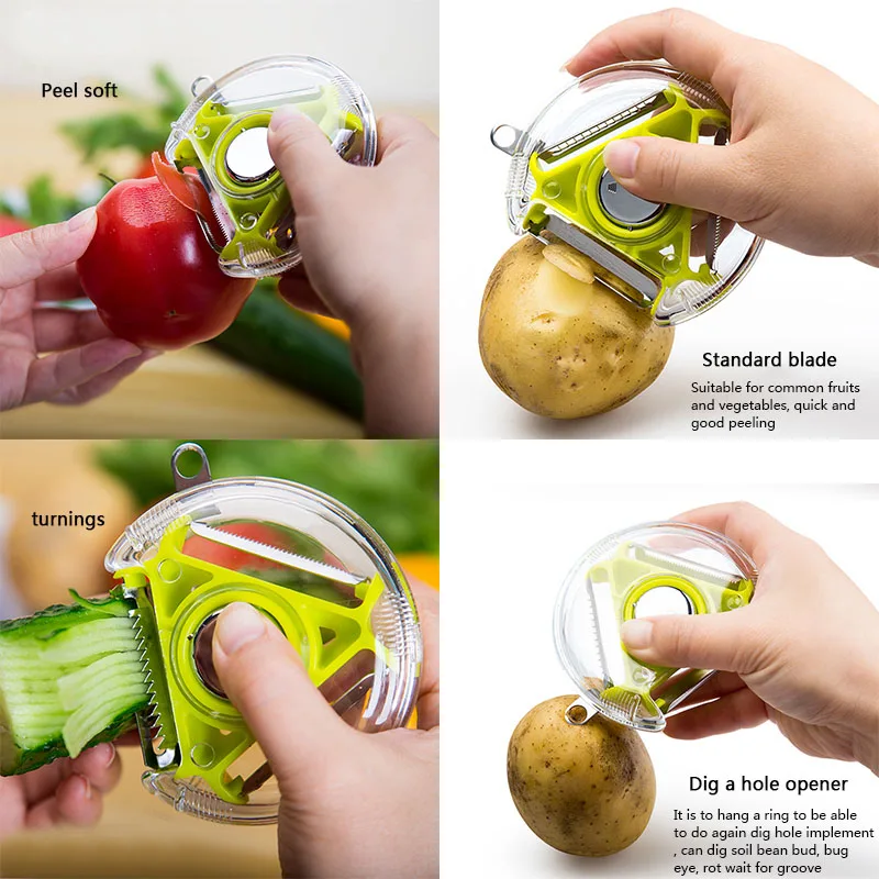 Vegetable and fruit peeler Peeling machine Slicer Potato carrot ginger grater Three in one function Kitchen tools apple cutter Vegetable and fruit peeler Peeling machine Slicer Potato carrot ginger grater Three in one function Kitchen tools apple cutter