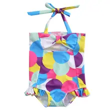 Детская одежда для маленьких девочек; От 6 месяцев до 5 лет; Детский Цветной танкини в горошек; бикини; 2 предмета; купальный костюм; пляжная одежда; vestidos