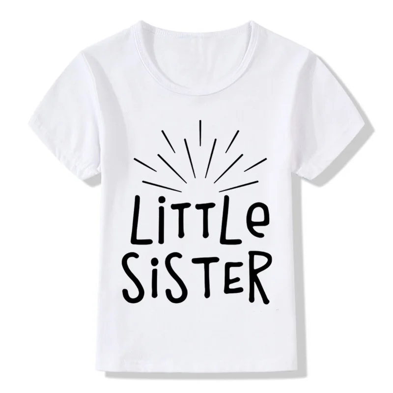 Children Big Sister Print T-shirt Kids Summer Tops Baby Girls Unicorn Clothes Kids Little/Big Sister Match Clothes,HKP2182 - Цвет: white