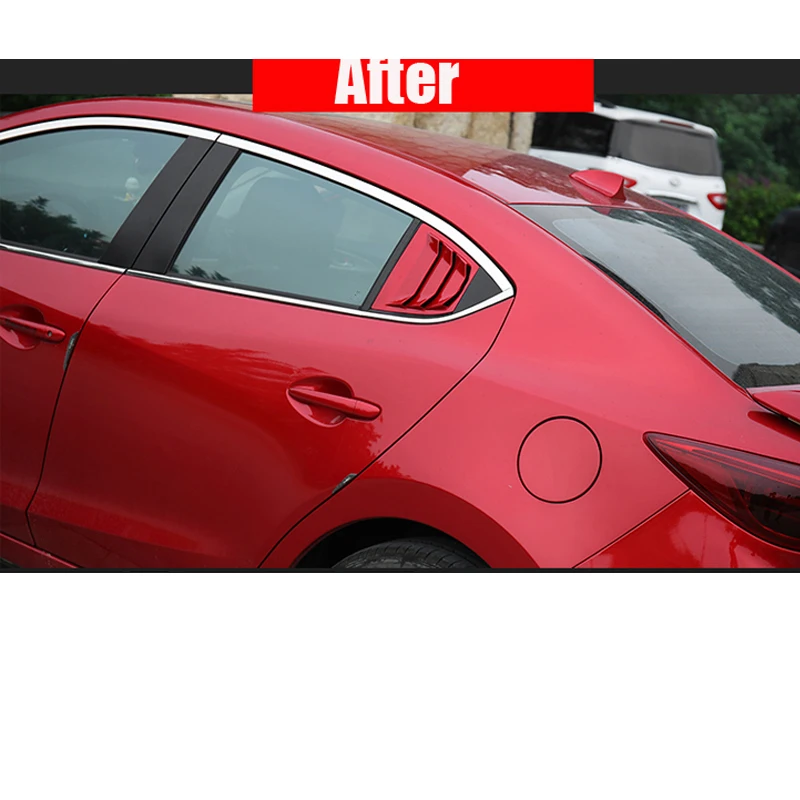 2 шт. автомобиля интимные аксессуары Красный/углерода волокно заднего окна боковые жалюзи Vent панель накладка для Mazda 3 Axela C1192