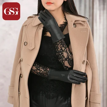 

2017 New Handmade Gloves Women Genuine Leather Glove Lambskin Thermal Mittens Ladies Thick Gloves Warm Lined Waterproof Luvas