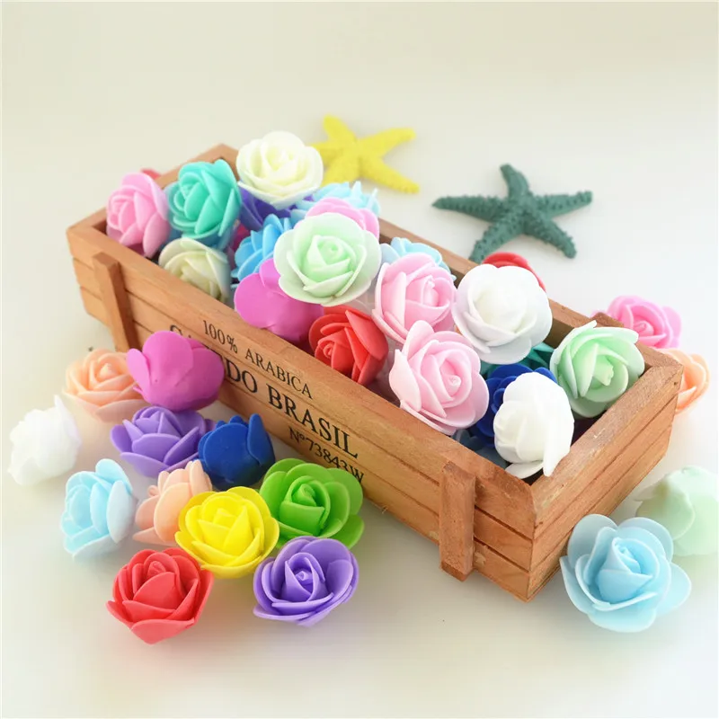50pcs/Bag Multicolor Mini Rose Head Artificial Flowers For Wedding And Festival Party