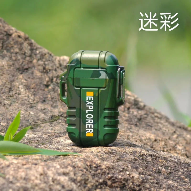 

Explorer Outdoor Camouflage Waterproof Windproof Double Arc Pulse Plasma Cigarette Lighter USB Charging Electric Metal Lighter