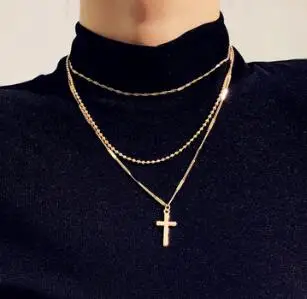 GTQ винтажный крест-кулон ожерелье для женщин ювелирные изделия Boho серебряный