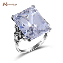 Vintage Pretty Women Jewelry Cubic Zircon December Birthstone Ring 925 Sterling Silver Big Crystal Rings For Wedding Engagement