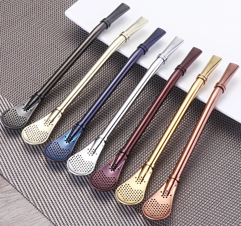 TUUTH Creative Stainless Steel Drinking Straw Filter Spoon Handmade Yerba Mate Tea Bombilla Gourd Washable Tea Tools B1