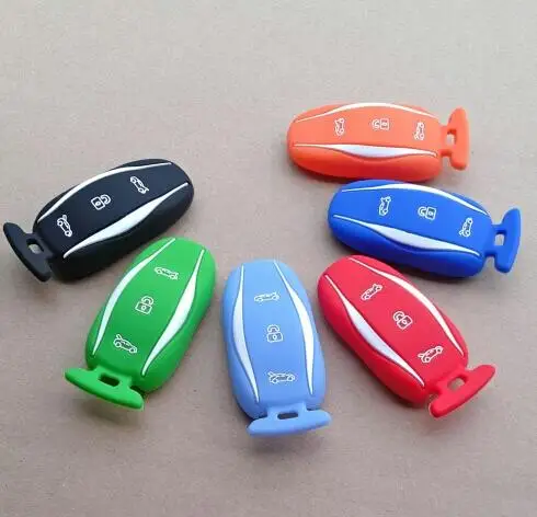Us 600 Silicone Car Key Skin Cover Case Shell For Tesla Model S 75d 90d P100d Remote Keyless Holder Keychain Keyring 50 Pcslot In Key Case For Car