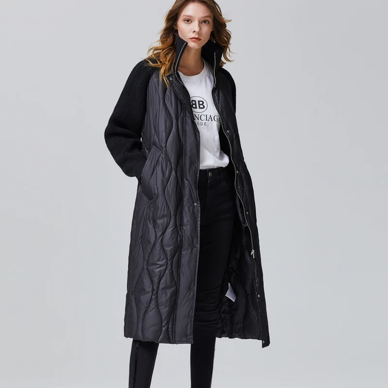 2019 Women's Down Jacket Knit Bat Sleeve Winter Jacket Women long Coats  collar  Large Size Jackets Warm coat  fashion leisure