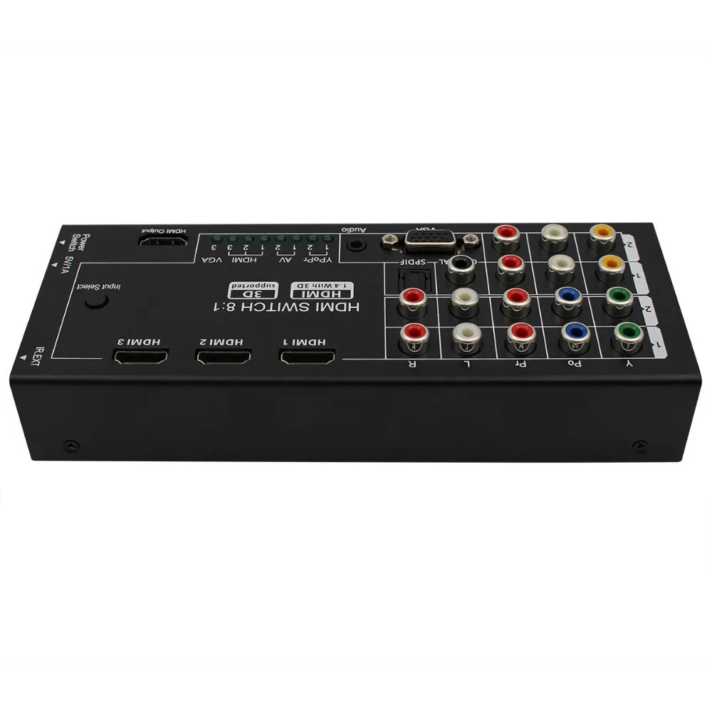 3 шт. Многофункциональный HDMI конвертер переключатель 8 входов в HDMI + коаксиальный + spdif выход Поддержка 3D и объемный звук для 1080 P HDTV