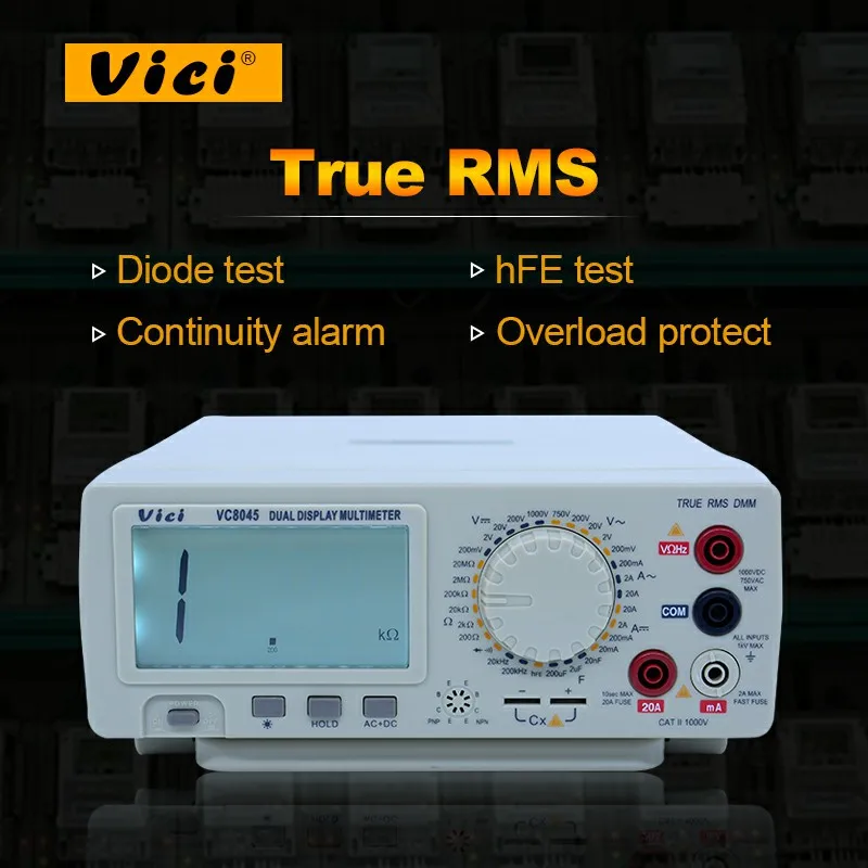 Vici VC8045 DMM цифровой Настольный верхний мультиметр True RMS Авто Диапазон Multimetro Вольт