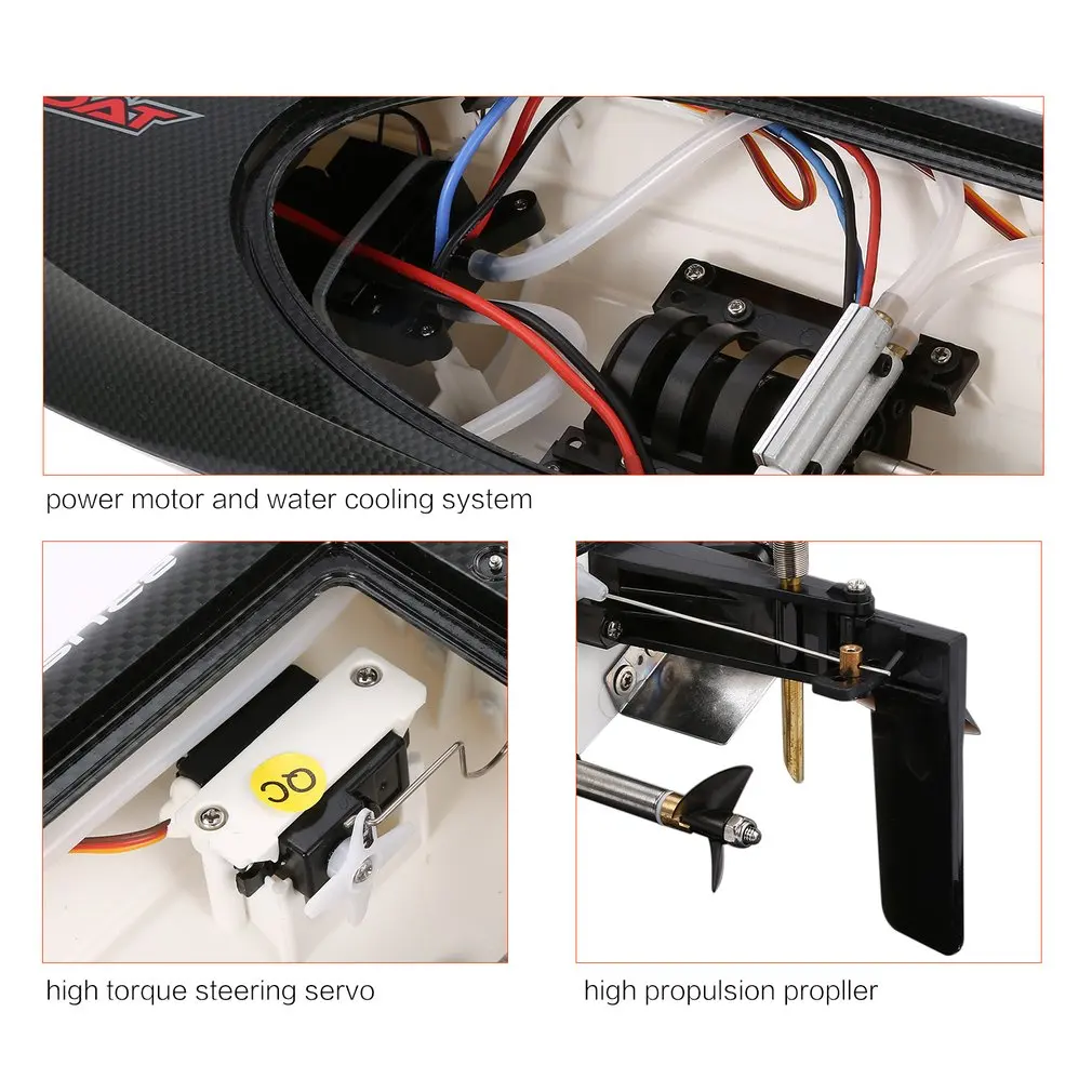 Радиоуправляемая лодка FT011 65 см 2,4 г 2CH 55 км/ч высокоскоростная гоночная лодка скоростная лодка с системой водяного охлаждения перевернутая бесщеточная Модель двигателя