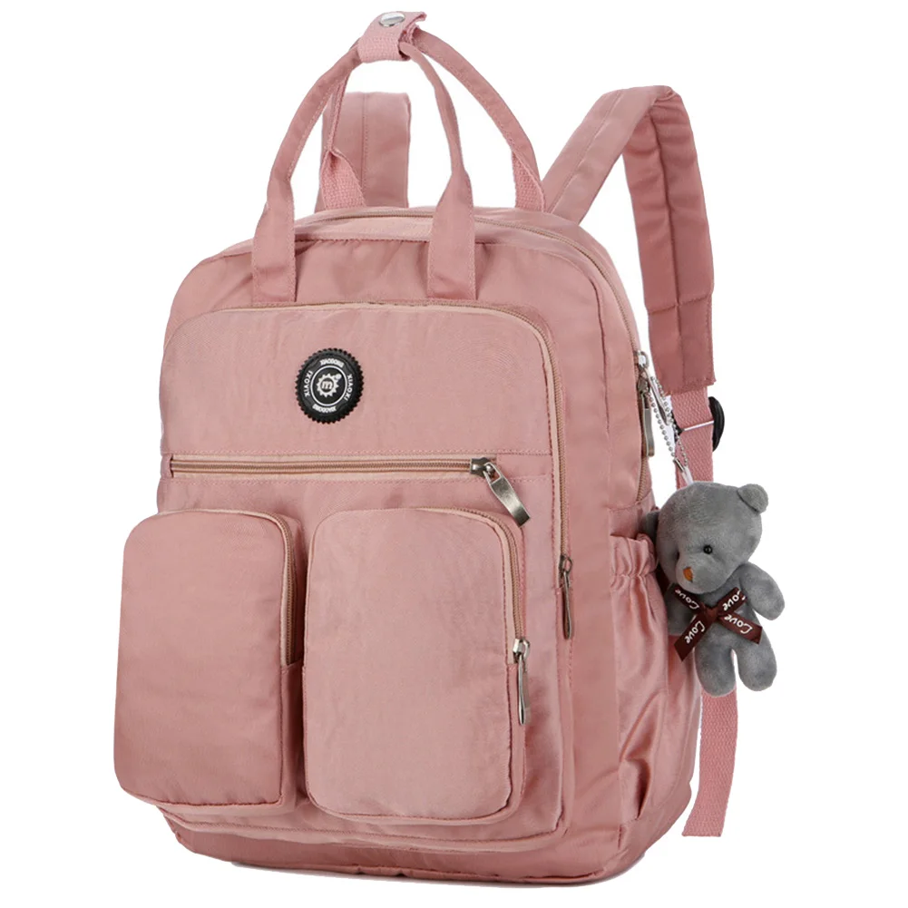 Женский рюкзак с несколькими карманами большой емкости водонепроницаемый для путешествий на открытом воздухе школы - Цвет: Розовый