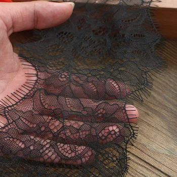 

3meters/lot 13cm Width Fashion High Quality Handmade DIY Black Eyelash Lace Trimming, lace fabric