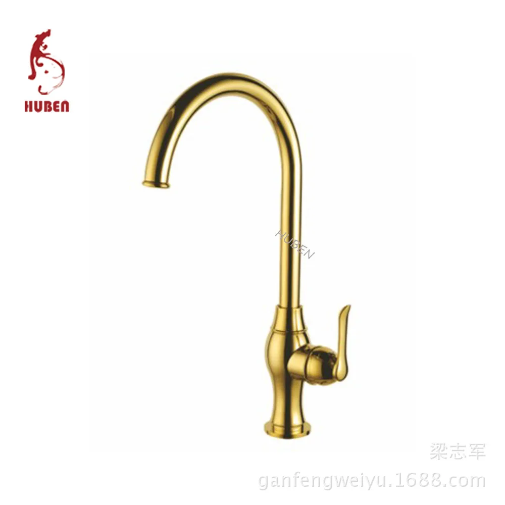 Tiger Ben golden antique kitchen faucet Caipen leader leading all-copper cold sink faucet faucet can be rotated