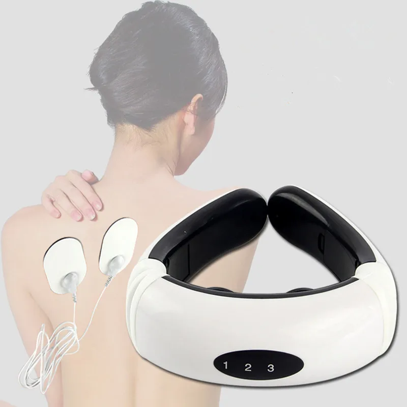 Neck Cervical Traction Collar EMS Heating Vibrating Electronic Pulse Therapy Massager