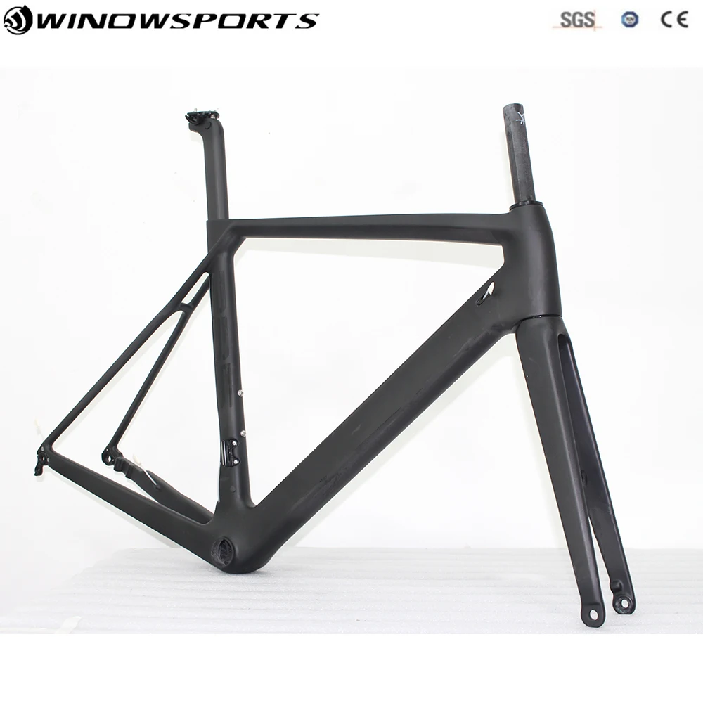 Aero Disc road bike carbon road frame thru axle 142mmX12mm thru axle package include frame+fork+seatpost+headset road bike frame