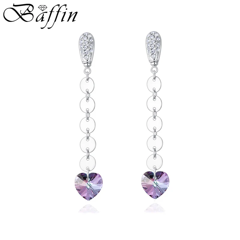 

2018 BAFFIN Boho Long Chain Drop Earrings Made With Austria Elements Crystal Heart Pendant For Women Weekend Friend Gifts
