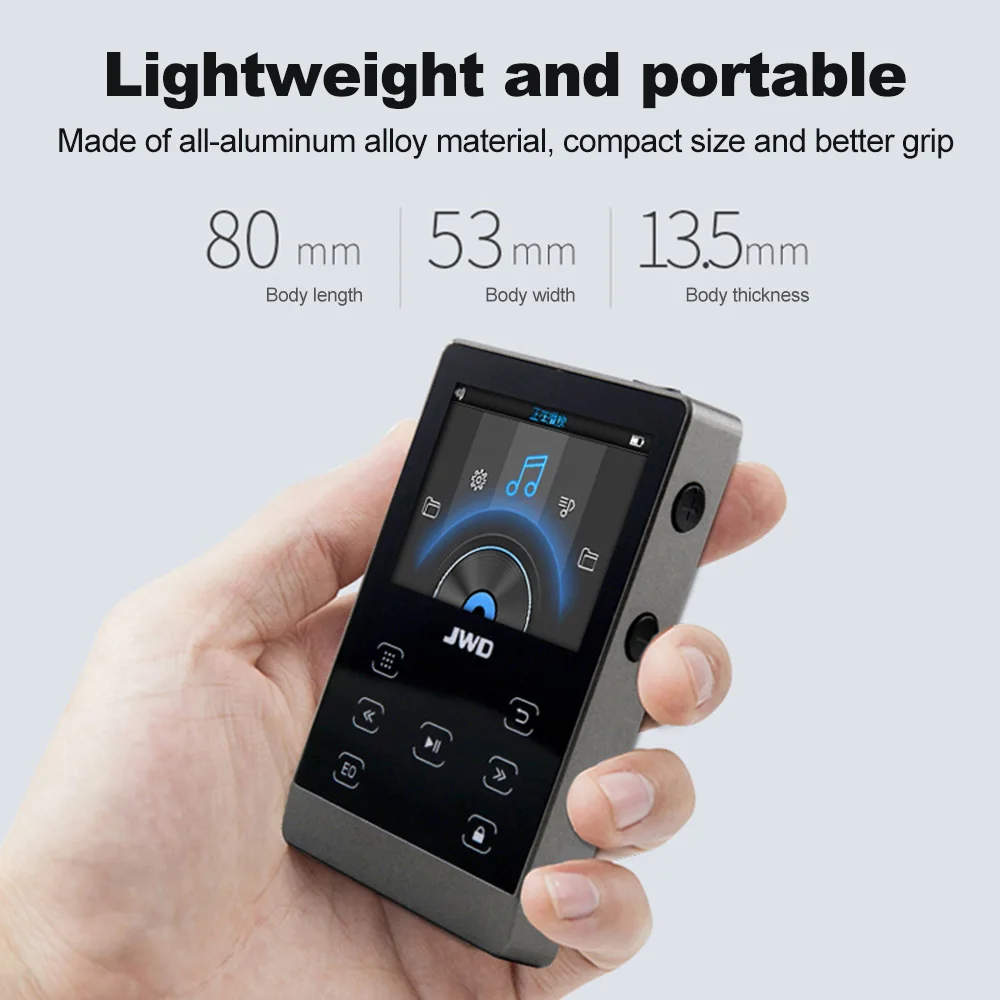 JWD JWM 107 16 ГБ MP3 плеер Металлический HiFi музыкальный DAC APE FLAC WAV Loseless аудио Bluetooth