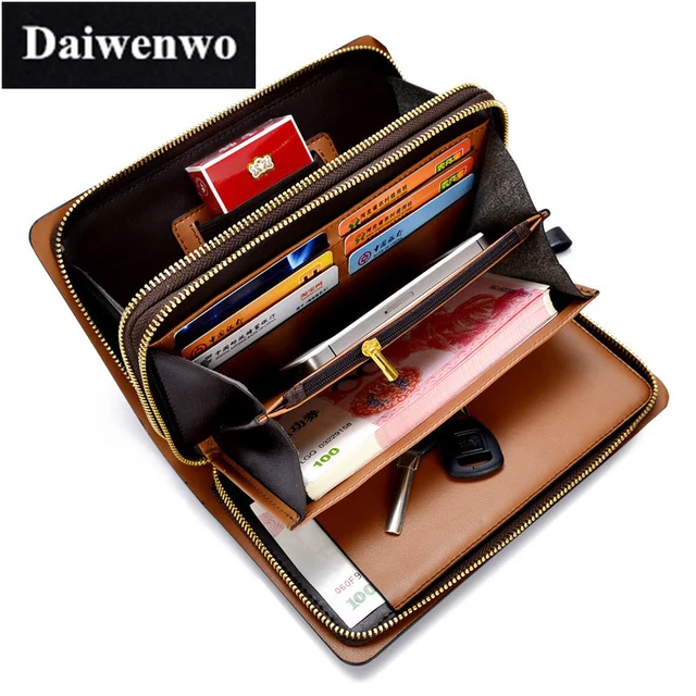 M14 Brand Designer Long Business Man Wallet Double Zippers Men S M14 Brand Designer Long Business Man Wallet Double Zippers Men S Genuine Leather Clutch Bag Male Purse