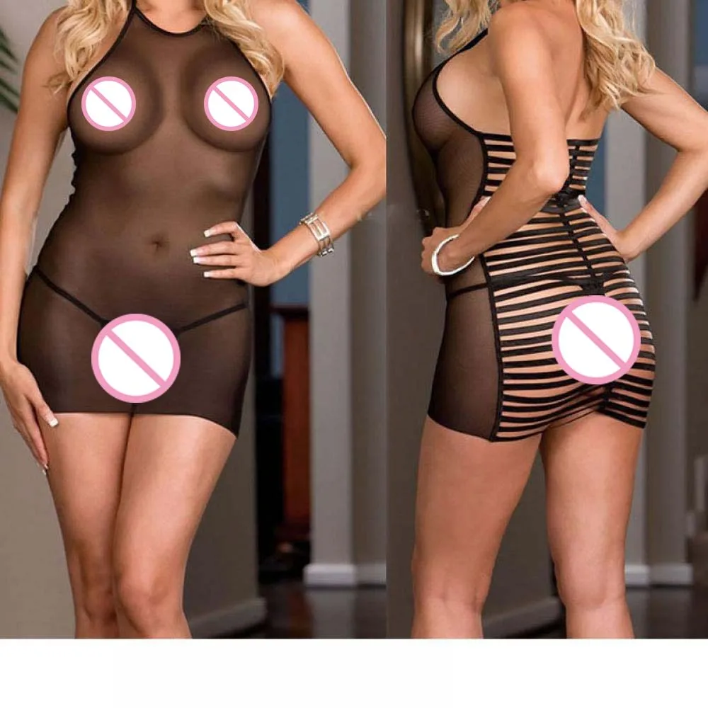 

Hot Sexy Lingerie Hot Mesh Hollow Baby Doll Dress Erotic Lingerie Black Red Women sexy costumes cotton sexy underwear