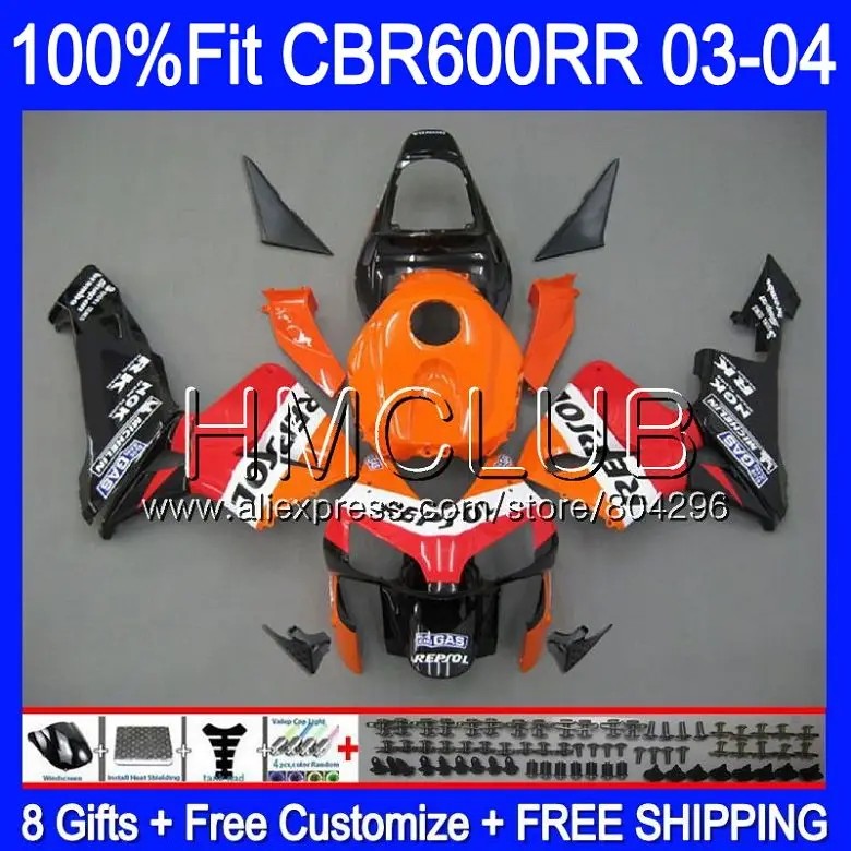

Injection For HONDA Repsol orange CBR600 RR CBR 600RR 600F5 03 04 63HM23 CBR600F5 CBR600RR F5 03 04 CBR 600 RR 2003 2004 Fairing