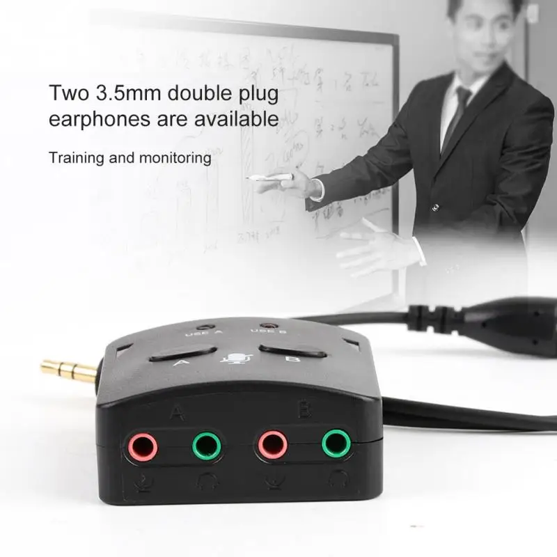 Double 3.5mm Plug Computer Earphone Headset Training Box Telephone