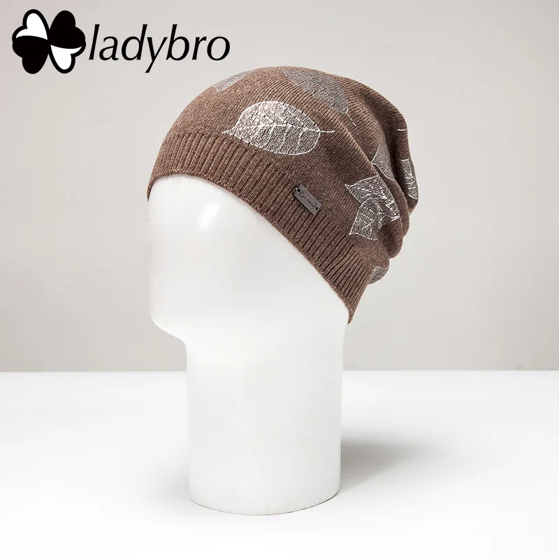 Женская шерстяная Шапка-бини Ladybro, женские головные уборы Skullies Beanies, зимние шапки для девочек, лыжная шапка, повседневная женская теплая вязаная шапка, модная - Цвет: 22703