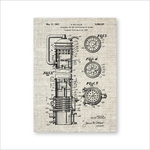 Устройство для дистилляции алкоголя патент постер печатает виски делая научный декор для стен в винтажном стиле чертеж холст живопись подарок - Цвет: PH3874