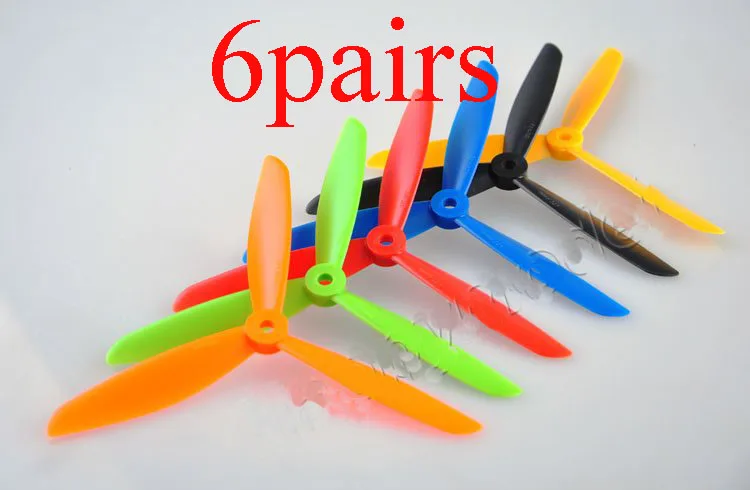 6Pairs X450 X600 Airplane 7045 Propeller Three-blade CW CCW Props Yellow Propellers for RC UAV Drone Multirotor Spare Parts