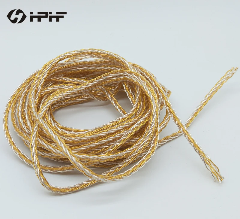 

HPHF 152 Cores HiFi Earphone Cables 8 Shares Handmade Weave OCC Gold Silver Mixed Plated DIY Headphone Audio Cables 5 Meters