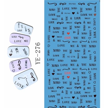

WATER TRANSFER DECAL NAIL ART NAIL STICKER BLACK WHITE POEM LETTER ALPHABET YE276-281