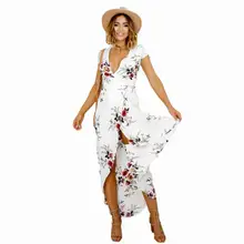 Women maxi dresses on the beach loose sexy v-neck ladies Tropical dresses holiday Floral Prints Dresses 2017 new sundress RX1210