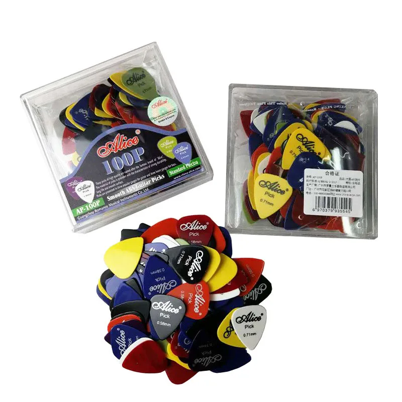 

100 Alice guitar picks smooth ABS mixed 100 pieces AP100P models with boxed guitar pick shrapnel pick guitar accessories parts