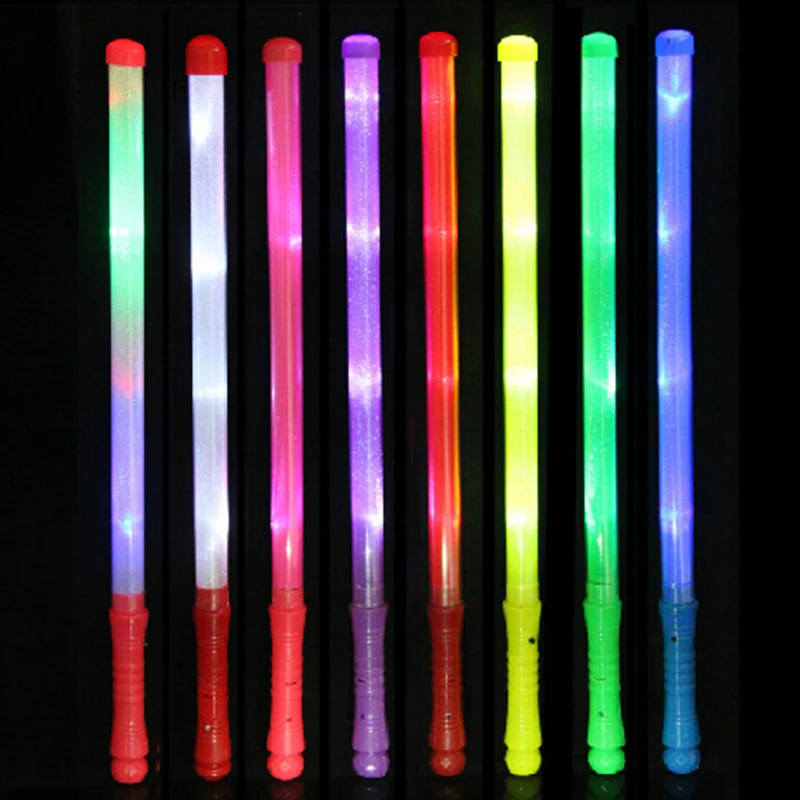 

Hot 1 PCS Light Up 7 Colors LED Foam Stick Wands Rally Rave Cheer Batons Party Flashing Glow Light Sticks