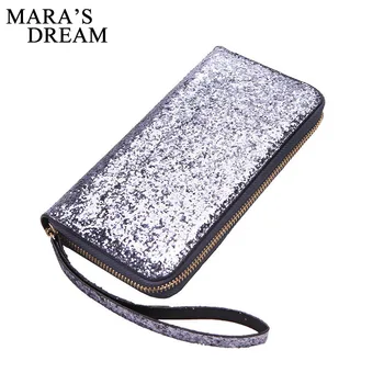 

Mara's Dream Luxury Women Long Wallet Sparkly Sequined Clutch Zipper PU Leather Ladies Phone Bag Card Holder Coin Purse Female