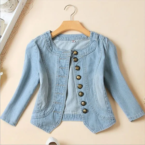 round neck denim jacket ladies